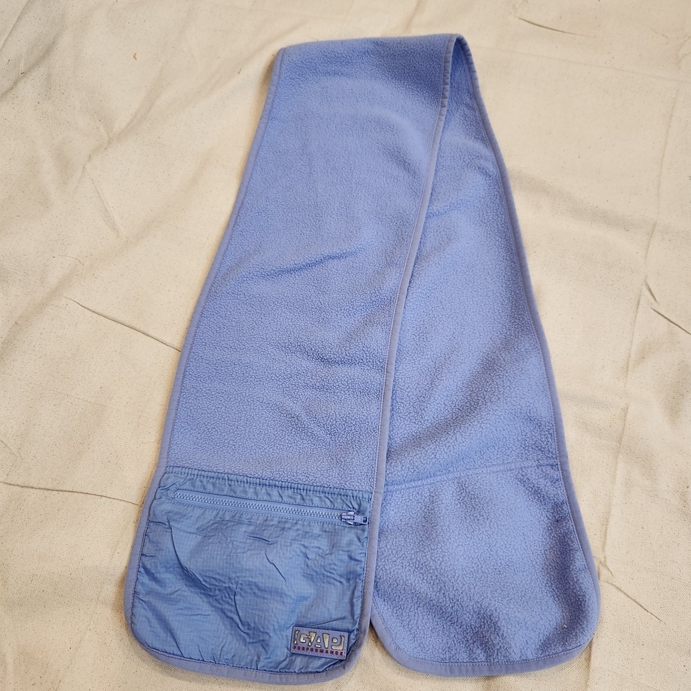 Vintage GAP Performance Fleece Scarf Zip Pocket Periwinkle Blue Y2K 2001